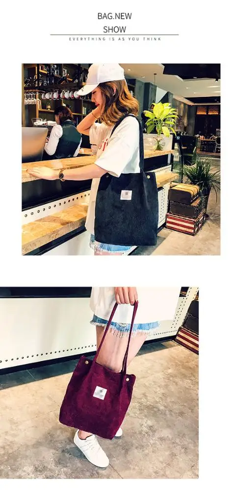 
Hot sell designer handbag and shoulder bag eco friendly corduroy tote bag Canvas hand bag 