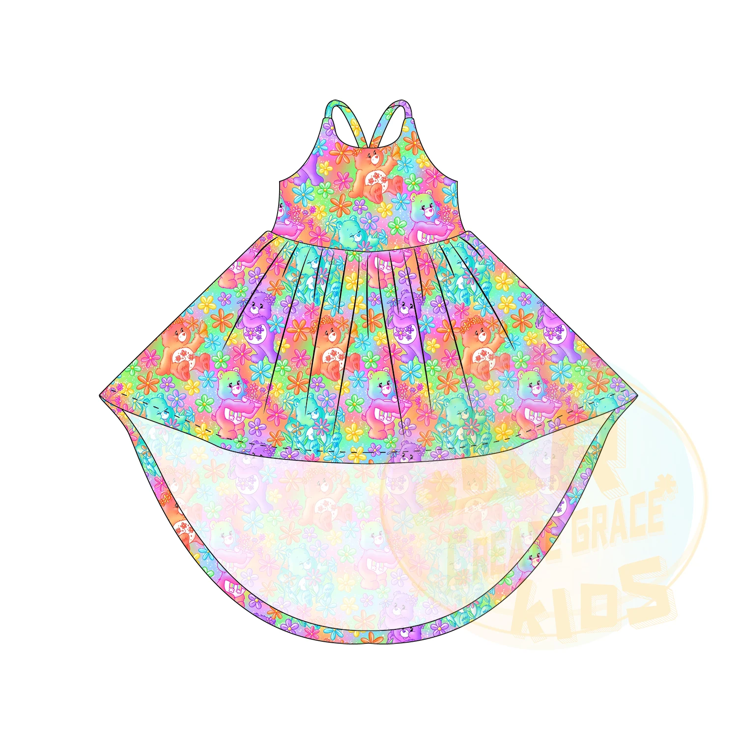 Wholesale Girls Printed Sling Dress Summer Boutique Sleeveless Dress High Quality Girls Princess Dress Children Casual Pattern