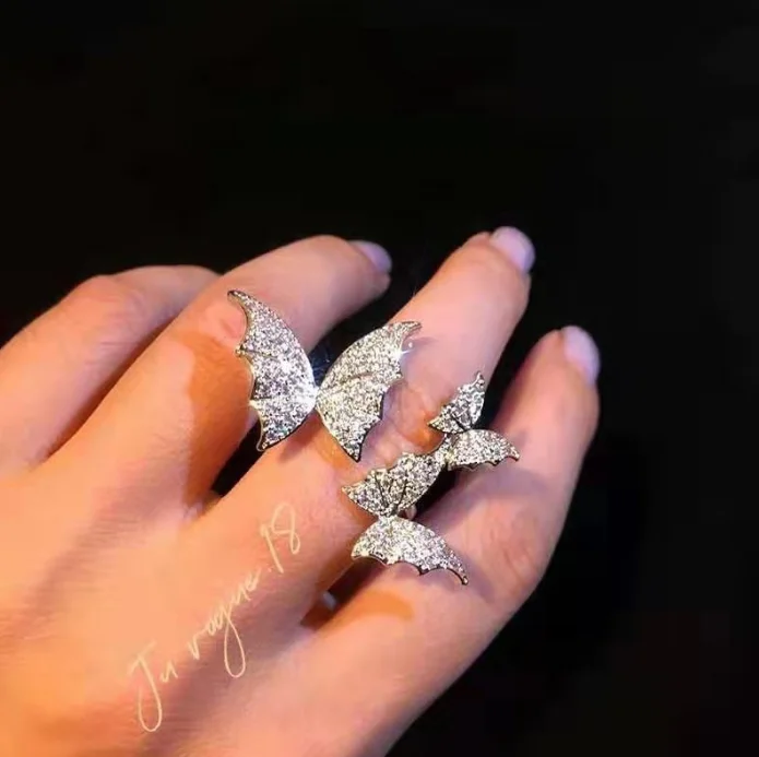 
XG1719 Zircon diamond stereo double butterfly ring so cool and sweet finger ring 