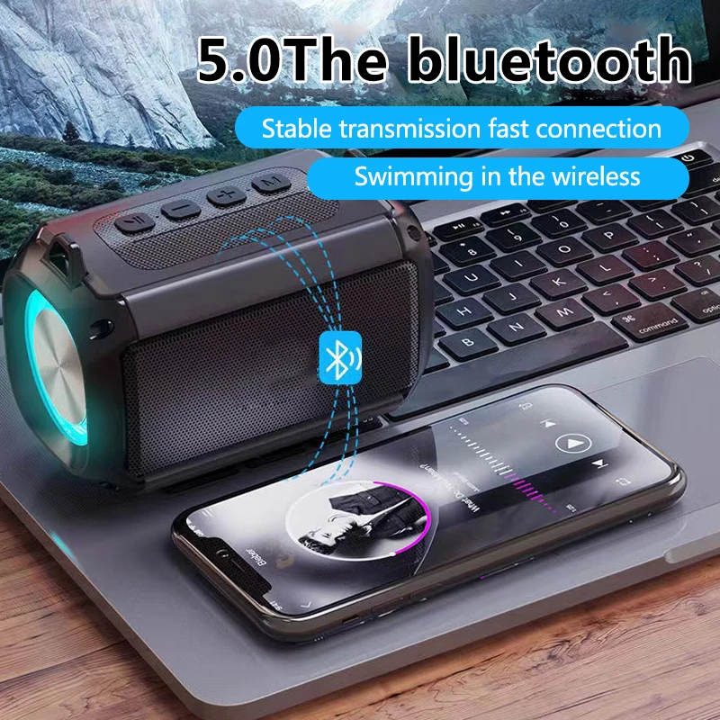 Amazon Top Multifunction LED 3D Stereo Subwoofer Wireless Charging Blue-tooth Speaker