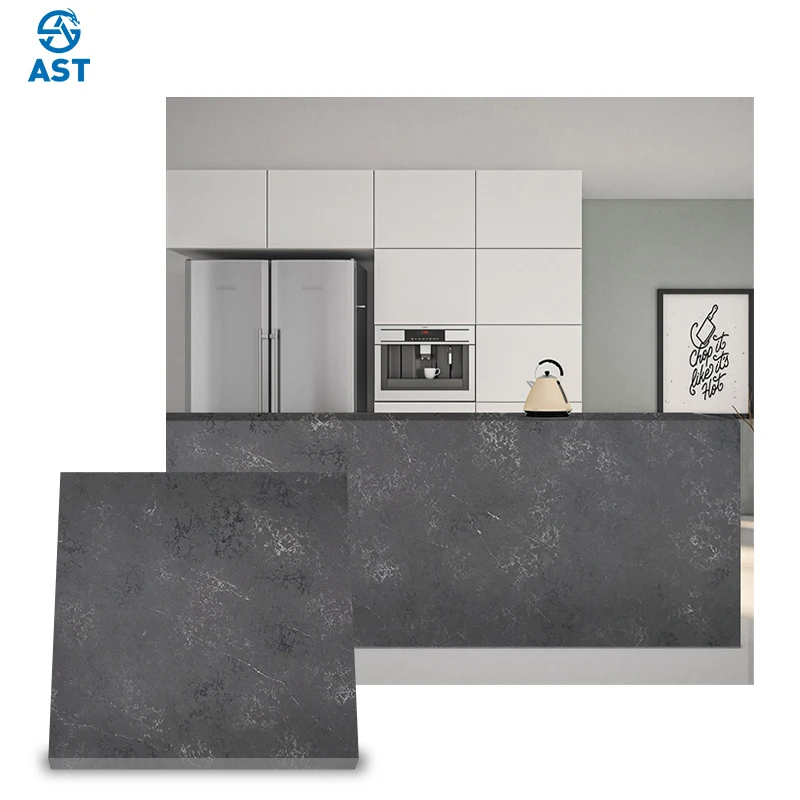 AST OEM/ODM Quartzo black guangdong quartz stone artificial stone m2 price black quartz countertops