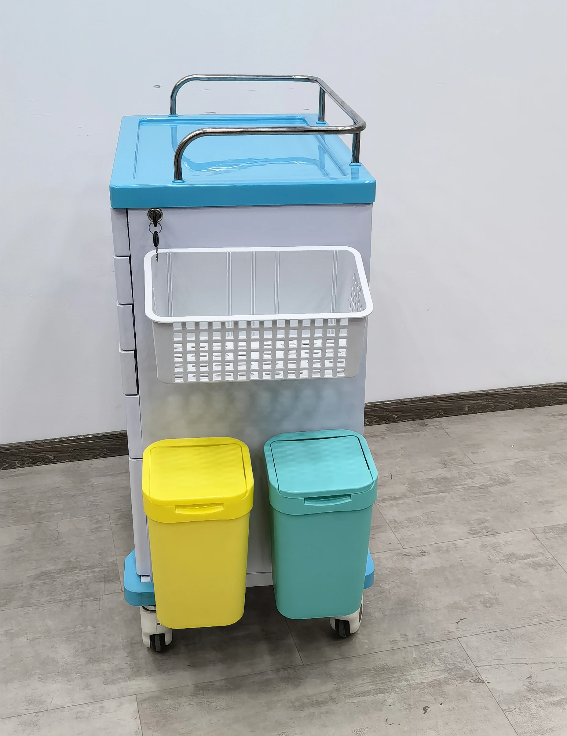 Ginee Medical Abs Plastic Medicine Medical Cart Emergency Treatment Trolley For Clinic Hospital Medical Crash Cart