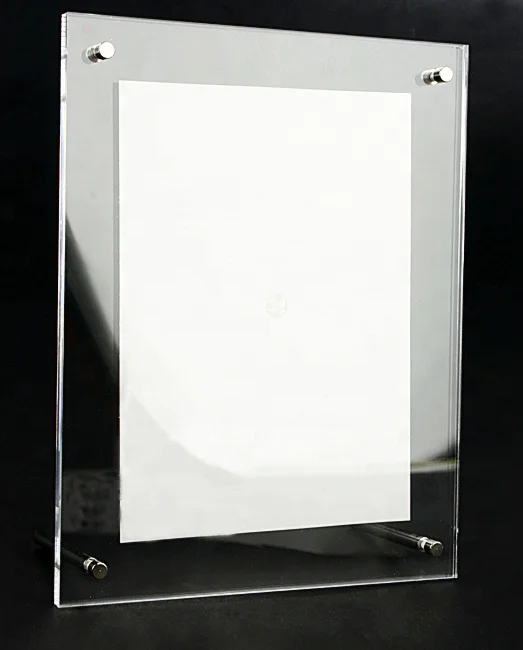 Оптовая продажа, прозрачная акриловая фоторамка с винтами, Настенная акриловая фоторамка