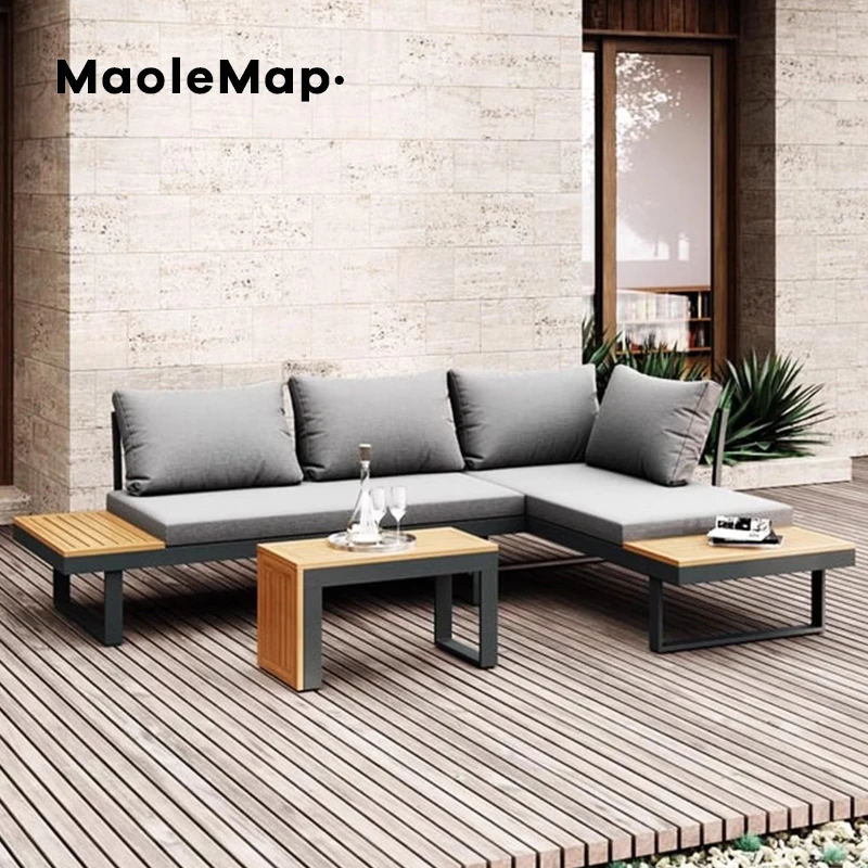 outside furniture balcony patio l shape corner modular garden sofas set with teak hotel terrace lounge pop sofa aluminum chairs
