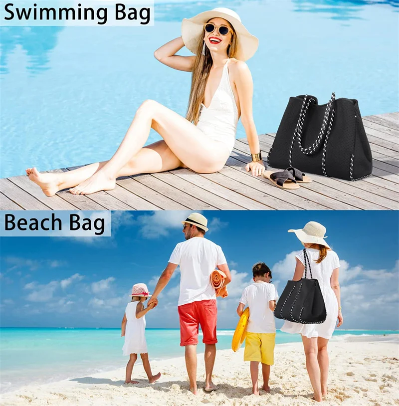Large Beach Bag for Women Neoprene Material  Handbag For Travel Durable  Gym Shopping Picnic Tote Bag