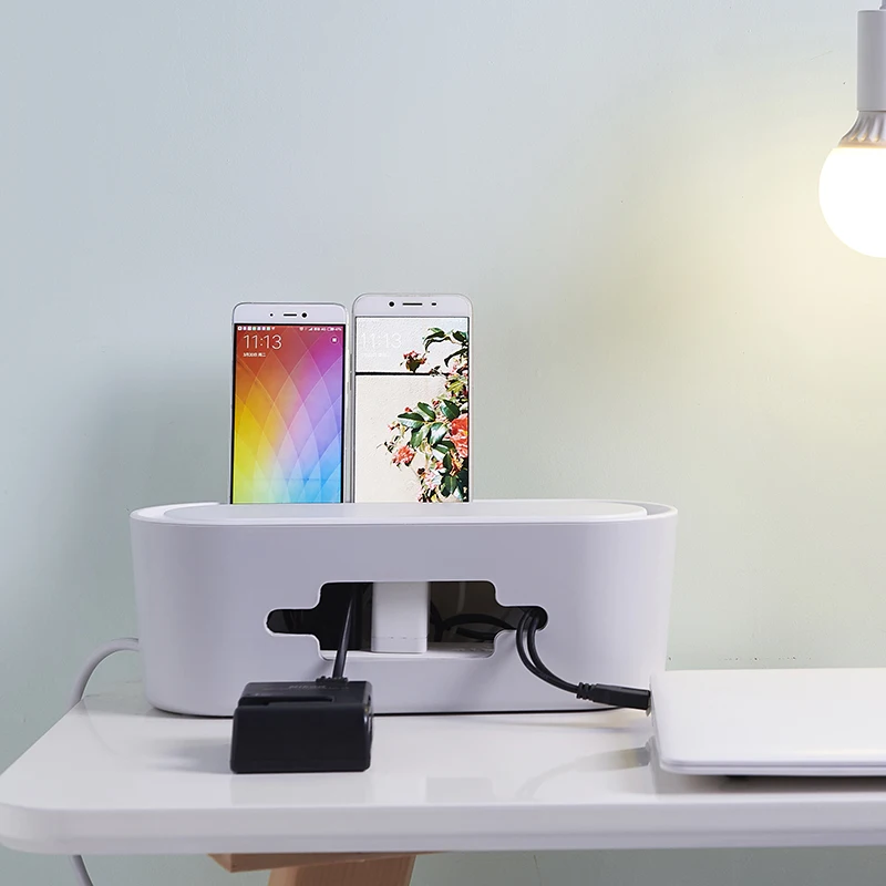 Good Quality Home Use Dust-proof Heat Dissipation Electric Wire Storage Table Use ABS Plastic Socket Organizer with Lid