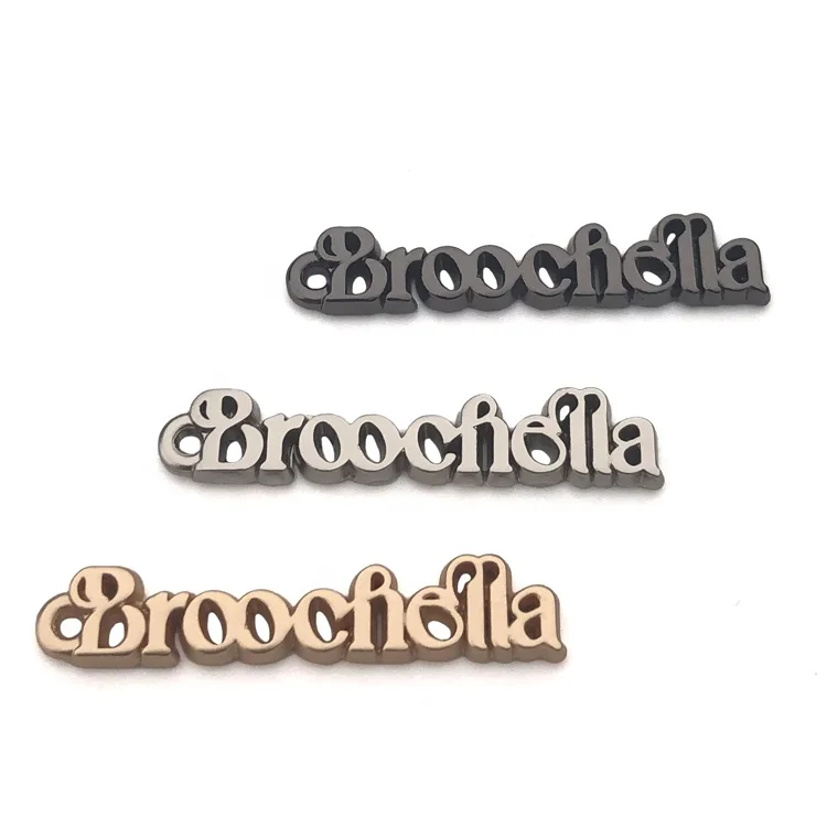 Excellent Quality Custom Letter Shape Metal Clothing Label Sewing Engraved Zinc Alloy Plating Tags