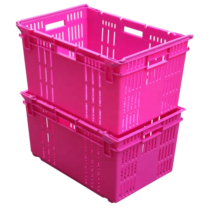 JOIN Virgin PP Plastic Fruit Crate Container Eco-friendly Market Mesh Nest Stackable Storage Durable Basket for Farm Use