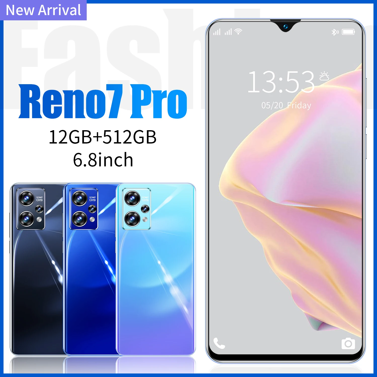 Hot selling Reno7 Pro smartphone 6.8 inch 16+512GB unlocked smart phones dual SIM 10 core android cell phone