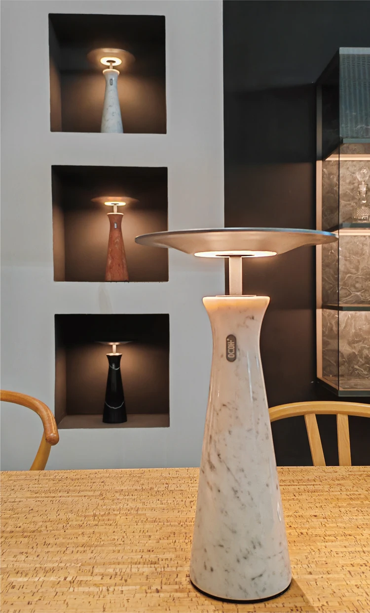 ZH2250 Zhihui Villa Restaurant Bar Decor Marble Travertine Stone Table Lamps for hotel bedside or living room