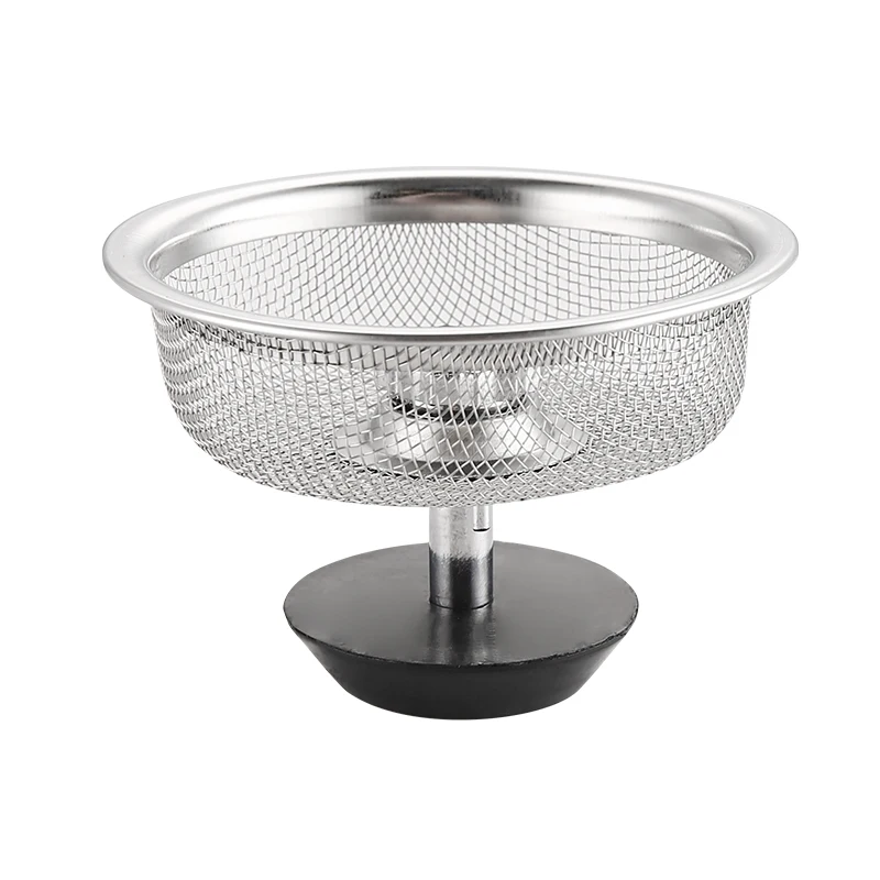 Multi function round bathroom vegetable food waste holder plug over wire mesh basket drain stainless steel kitchen sink strainer