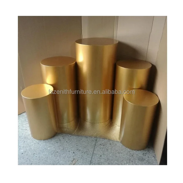 Wedding Backdrop Decor Dessert Cake Metal Plinth Set Gold Round Cylinder Pedestal