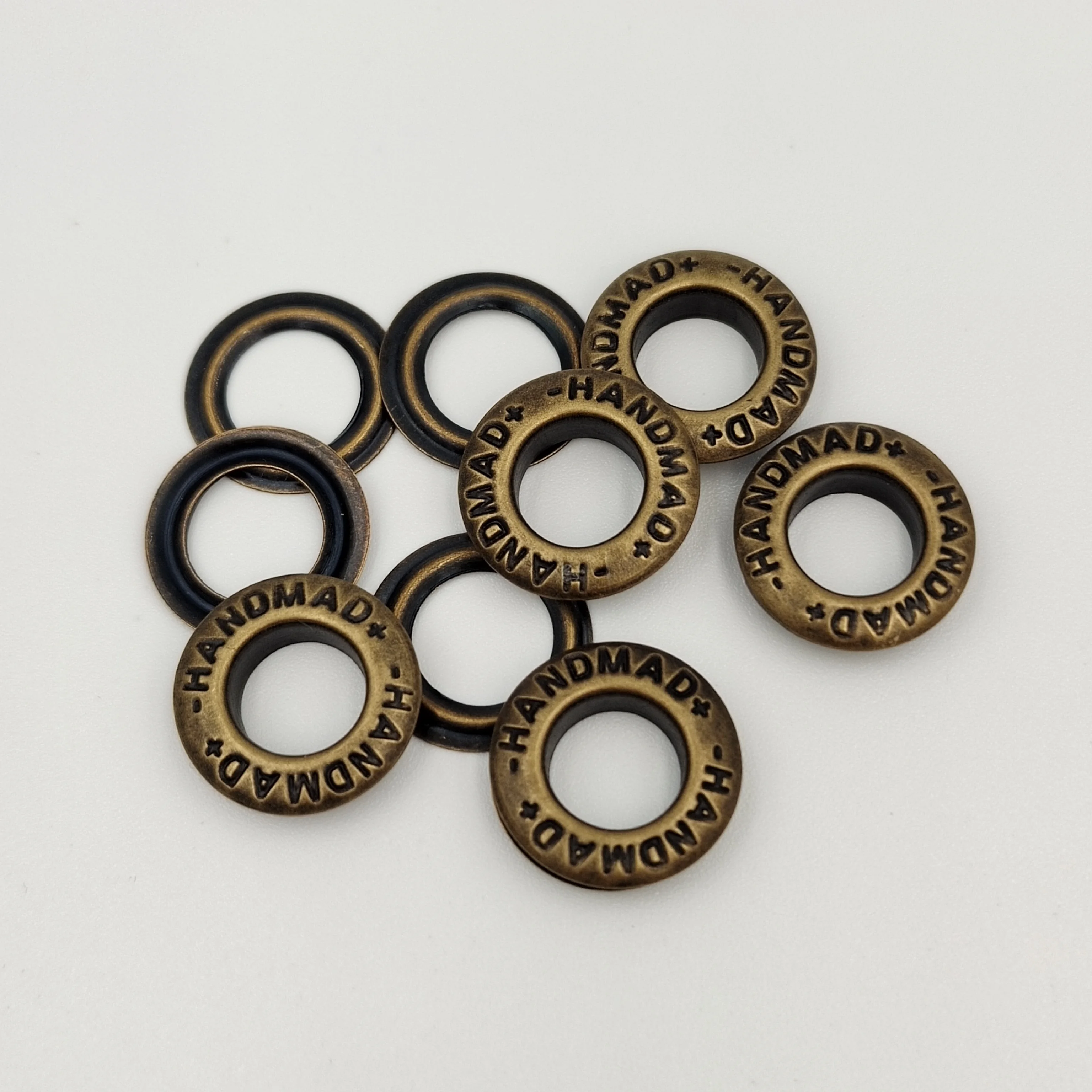 Custom engraved brand letter metallic brass eyelets and grommets