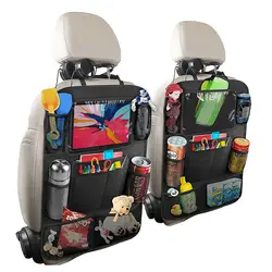 Trunk anti-kick hanging organizer bag car storage backseat with touch screen tablet