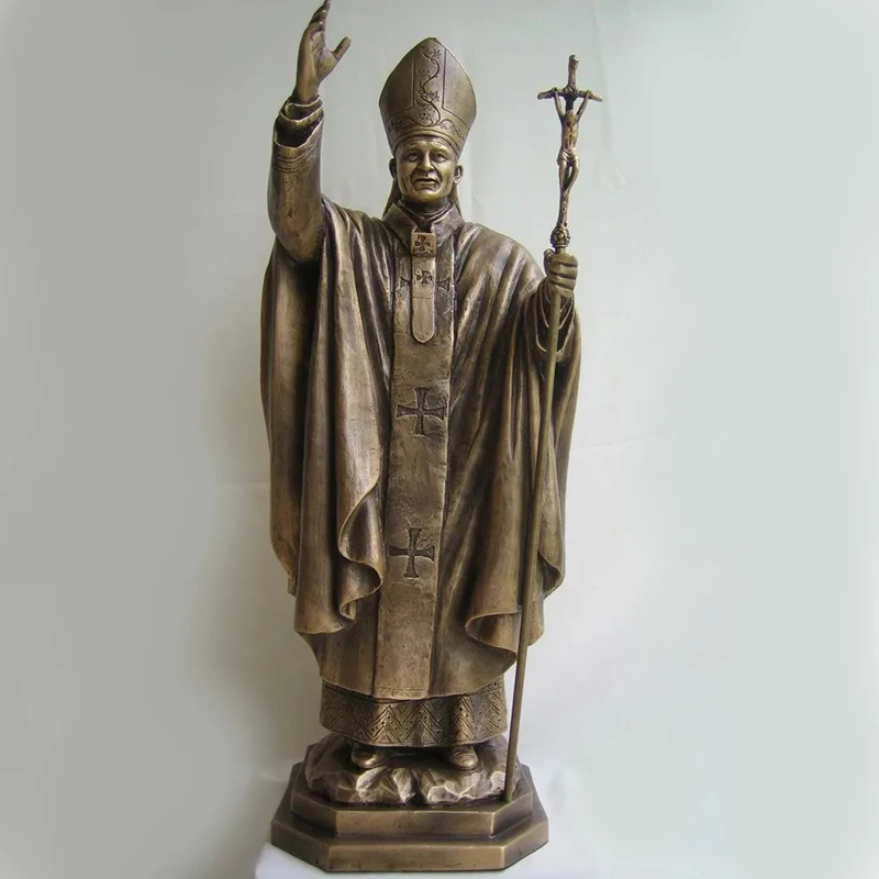 Quyang Outdoor Roman Catholic Religious Pope Metal Sculpture Bronze Life Size St.john Paul Ii Statue for Church Decoration