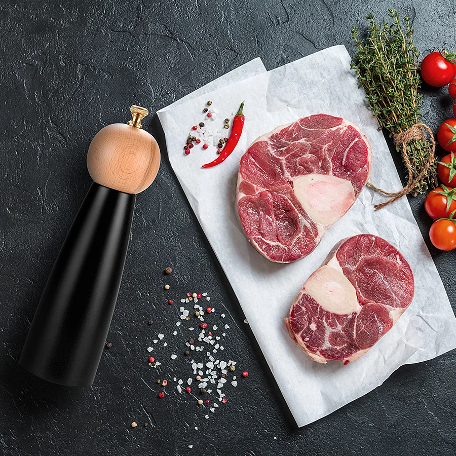 Factory High Quality accessory rubber Wood 5/6/8 inch Salt Pepper Mill for Kitchen Use