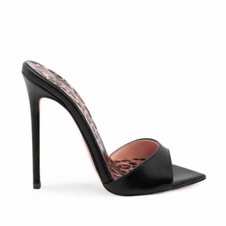 2024 Designer High Quality Pointed Leopard Print Stiletto Women Slippers Fashion Sexy Luxury High Heels Sandals For Women