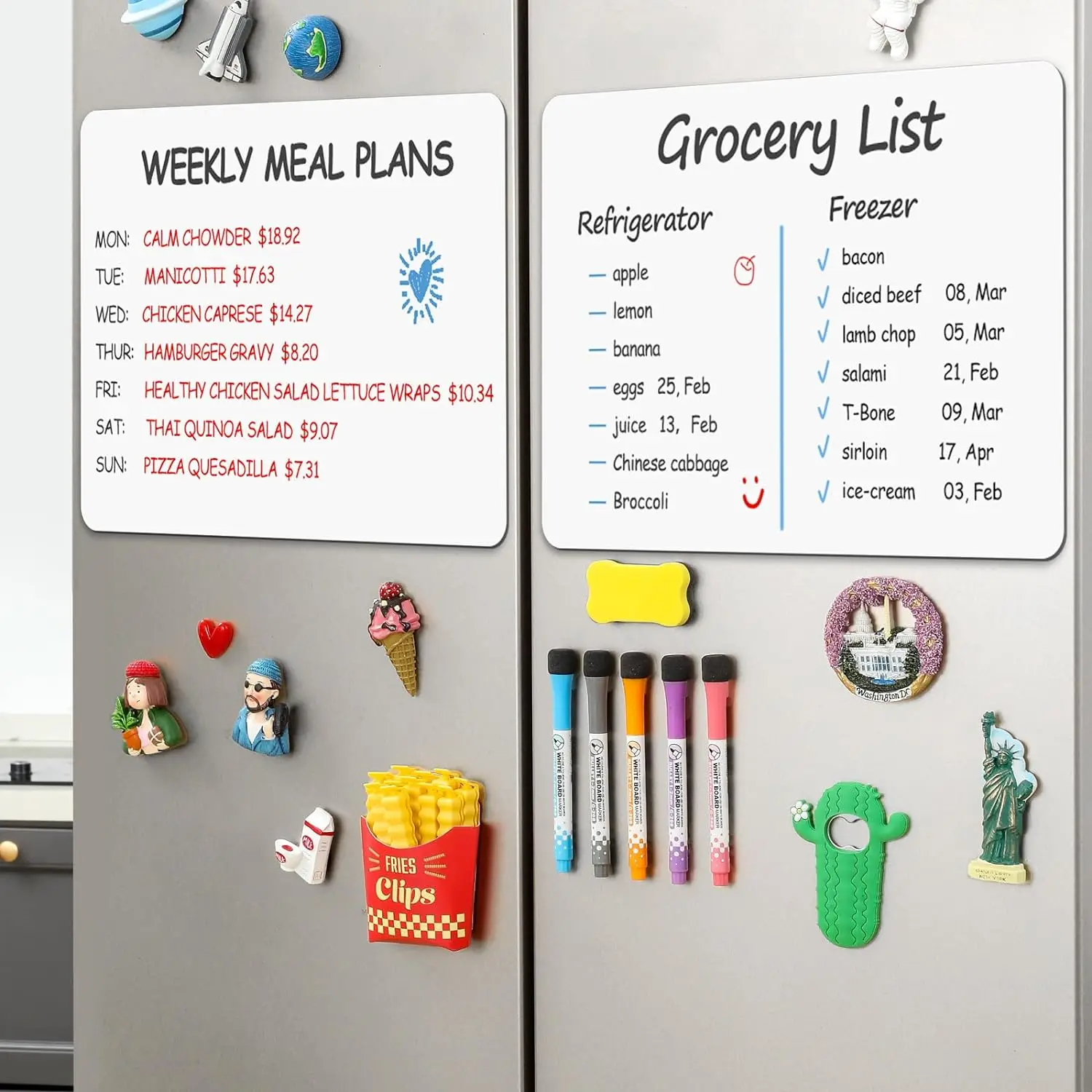 4PCS Magnetic Whiteboard for Fridge with Stain Resistant Technology, Magnetic Dry Erase Whiteboard,with 6 Markers and 1 Eraser