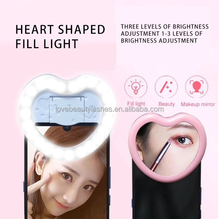 3-Level Brightness Makeup Mobile Phone LED Selfie USB Rechargeable Mini Phone Selfie Ring Light Camera Flash Light