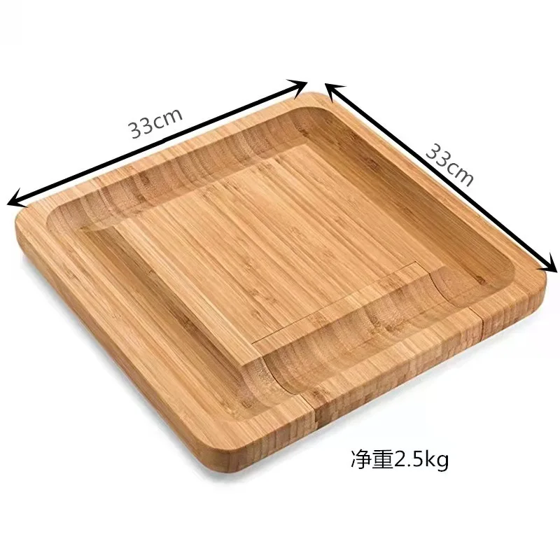 Creative Finishing Bamboo Cutting Board Field Camping Portable Drawer Cheese Board Set with Knife Wooden Bread Pizza Board