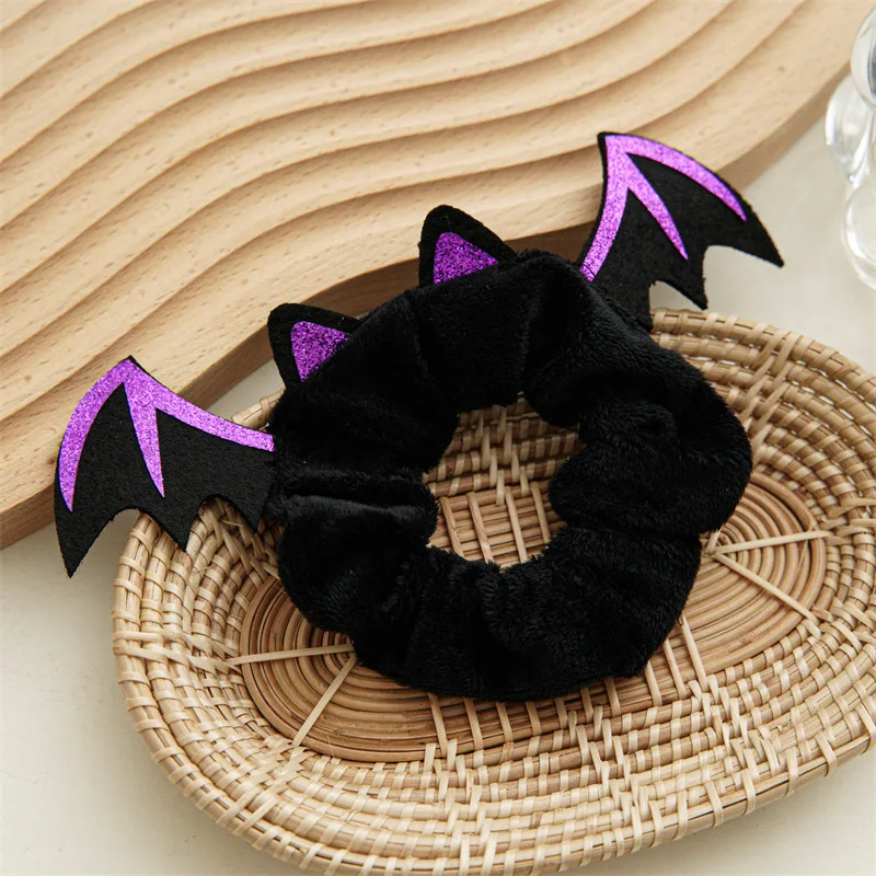 Halloween Scrunchies Orange Hair Bands  Hair Accessories Pumpkin Scrunchies Bat Demon Spider Web Hair Ties for Women