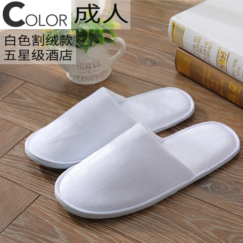 factory price wholesale  velvet velour plush hotel spa disposable indoor  slippers