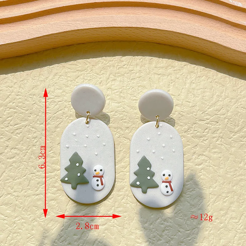 Wholesale Polymeric Clay Designer Inspired Earrings Stud With Loop Handmade Earrings Snowman Fashion Huggies Earring For Women