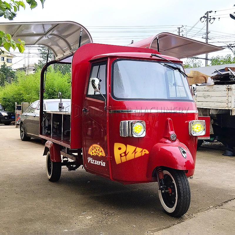 ALLBETTER Custom 3 Wheel Ape Coffee Bar Tuk Tuk Food Truck Pizza Motorcycle Electric Tricycle Food Cart Cook Trailer