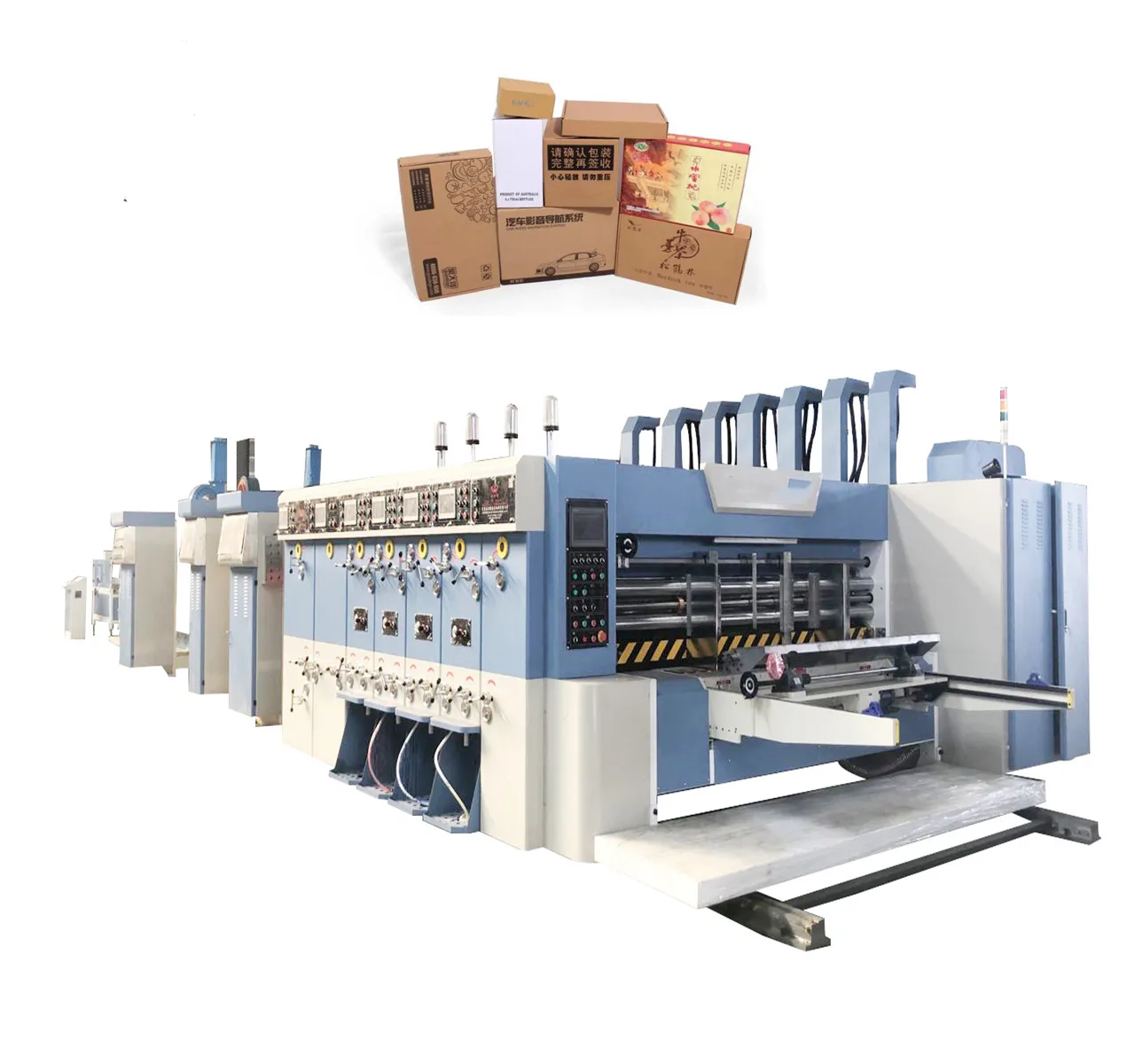automatic box forming machine corrugated carton printing slotting die cutting folder gluer machine with stacker