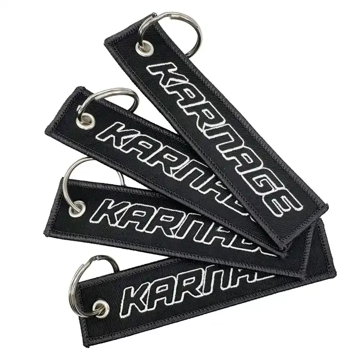 Wholesale Custom Personalized Fabric Jet Tag Embroidery Key Chains Custom Woven Labels for Souvenirs Embroidery Key Chains