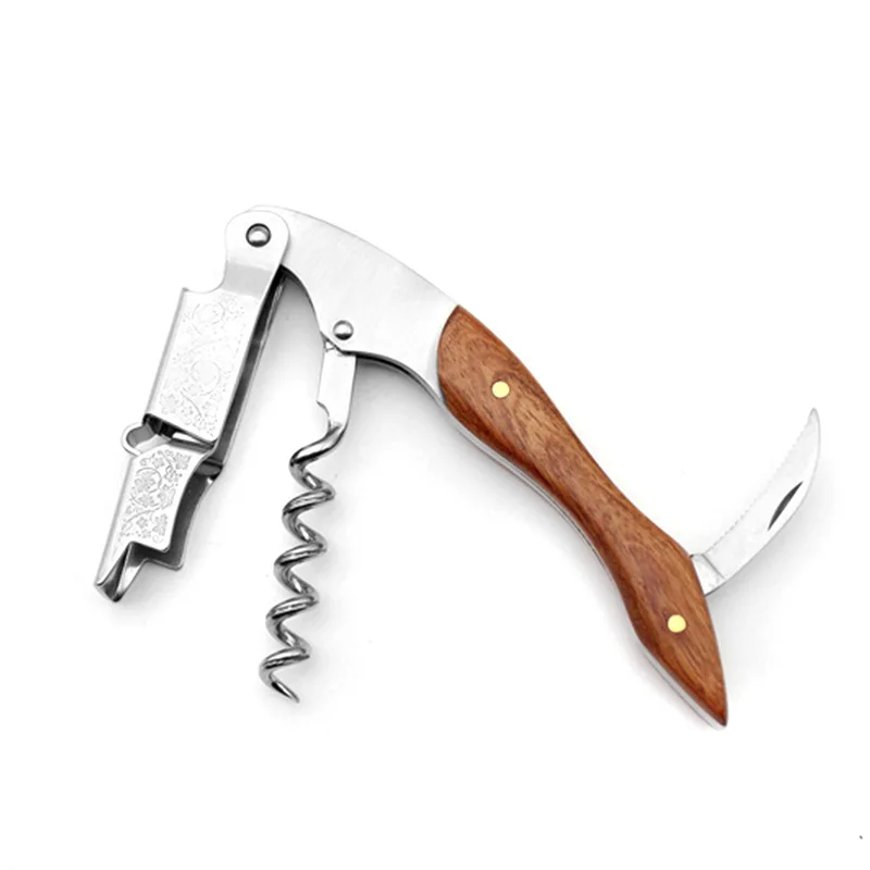 Wine Opener with Foil Cutter, Bartender Wine Key for Servers Manual Cork Screws for Wine Bottles, Double Hinged Travel Wine Tool