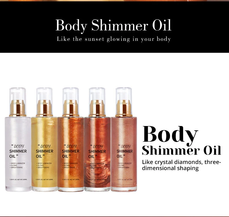 Waterproof Oil Body Shimmer Bronze Golden for Body Face Liquid Body Highlighter Oil