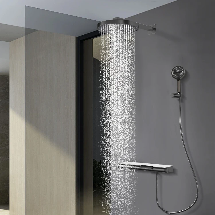 Cupc Chrome Wall Mounted Concealed Thermostatic Bathtub Bath Shower Faucets Rainfall Thermostatic Shower System