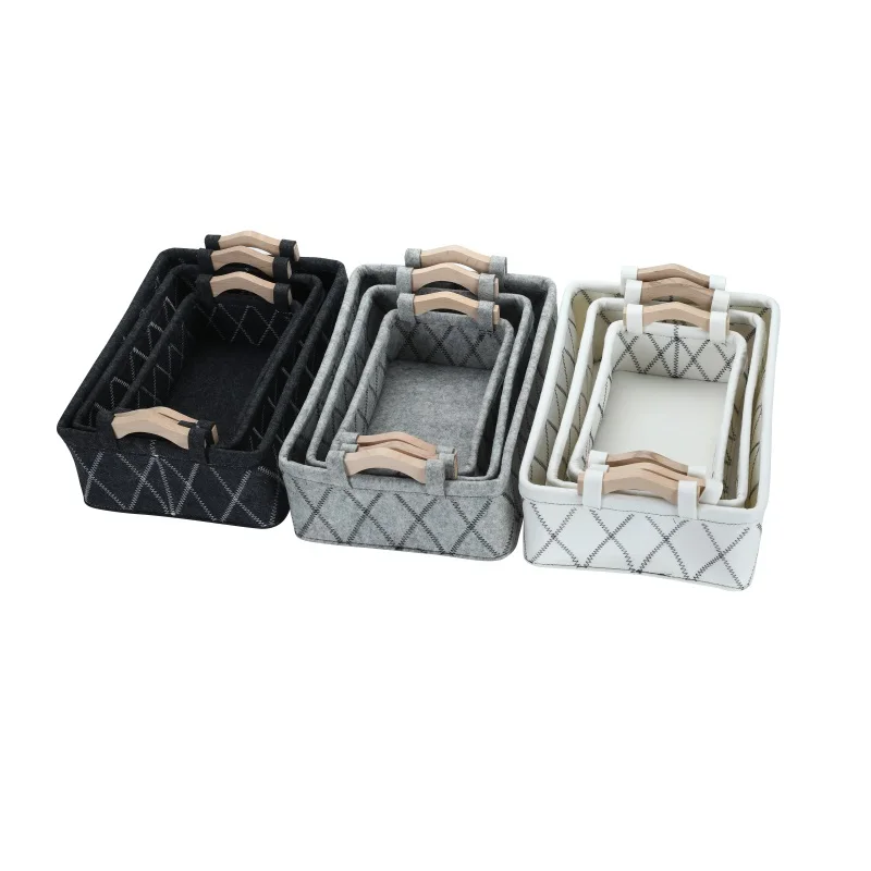 2021 new style felt storage box different size organizer sundries storage collection box with handle