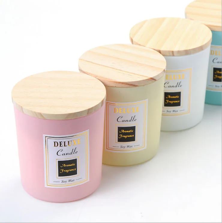  Luxury Mini 6oz 8oz 10oz 14oz 16oz Custom Frosted Matte Black Transparent Empty Candle Jars with Wooden