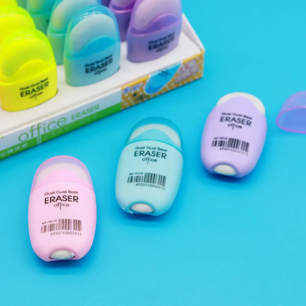 Oval Plastic Case Eraser Colored Creative Cute Office Supplies Learning Student Stationery Factory Customized