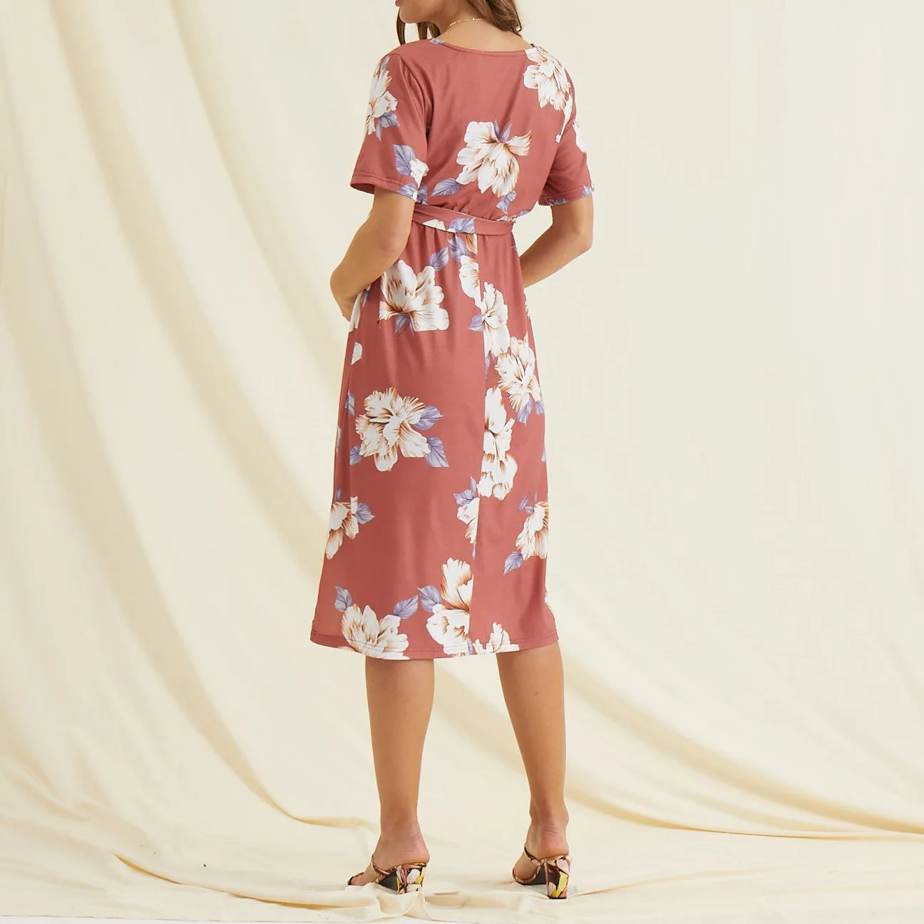 
MR001 Pregnant Women Clothing Short Sleeve Clothes Floral Print Boho Maternity Dress 