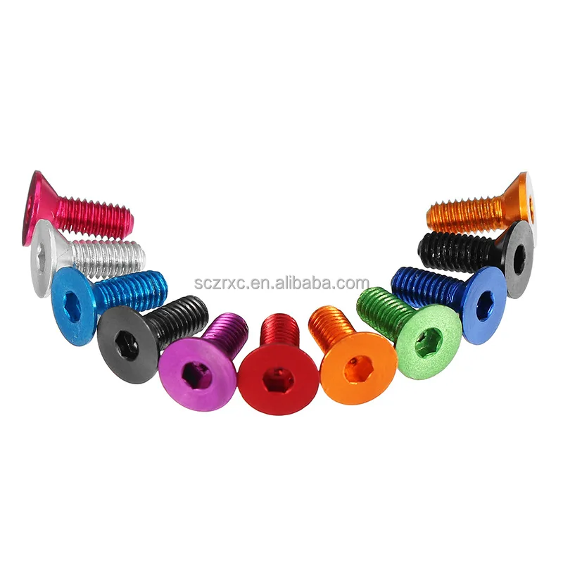 M4 Colorful 7075 Aluminum Oxide Hex Flat Head Screw Oxide Aluminium 7075 Hexagon Countersunk Head Screw