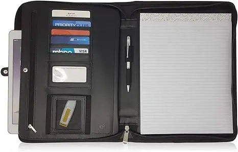 Resume Portfolio Folder - Interview/Legal Document Organizer & Business Card Holder - with Letter-Sized Writing Pad