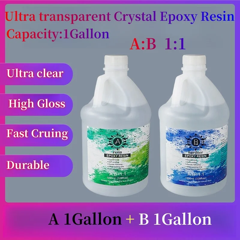 Epoxy Resin 1 Gallon Kit Epoxy Resin Crystal Clear-Not Yellowing and No Bubble Self Leveling Easy Mix 1:1 Casting & Coating