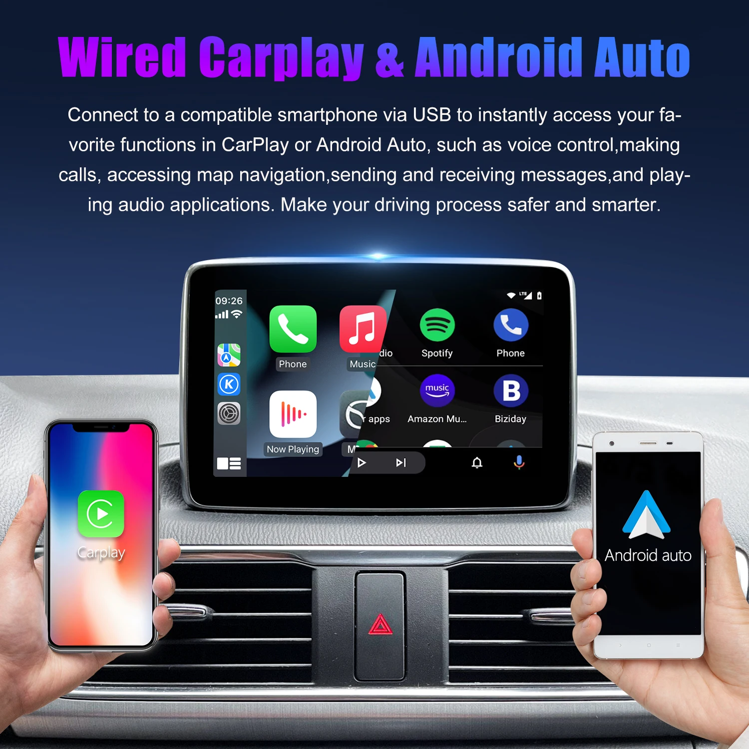 Mazda Carplay and Android Auto Retrofit Kit, TK78-66-9U0C OEM Media Hub Fits to MZD Connect System, Compatible with Mazda 2/3/6