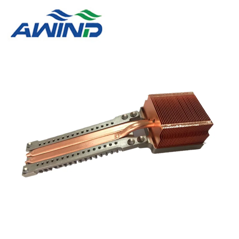 Good thermal conductivity with heat pipe heat dissipation customized soldered cooling heat sink shinke with copper base plate