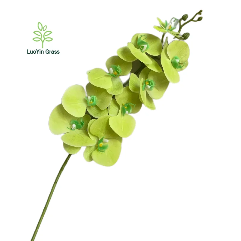 9 Heads Artificial Phalaenopsis Flowers  Artificial Orchid Flowers 42 inch Stem Plants for Home Decor (Red-White)