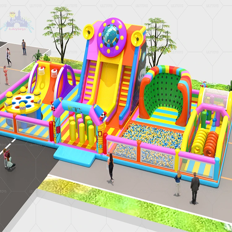 Go Cart Inflatable Big Park Kids Inflatable Jumping Sport Obstacle Game Inflatable Amusement Bouncer Theme Park