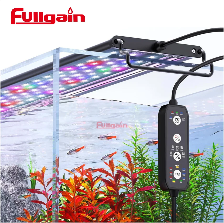 Fullgain FG169 24/7 Mode LED Aquarium Light for Plants Full Spectrum Aluminium Alloy Fish Tank Light for Freshwater Tank