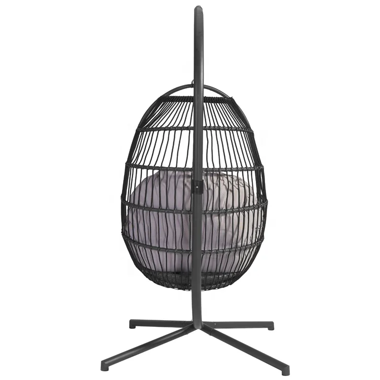 Hot Selling Outdoor Patio Furniture Garden Balcony Foldable Egg Shaped Mail Packing Rattan Rope Basket Hanging Swing Chair