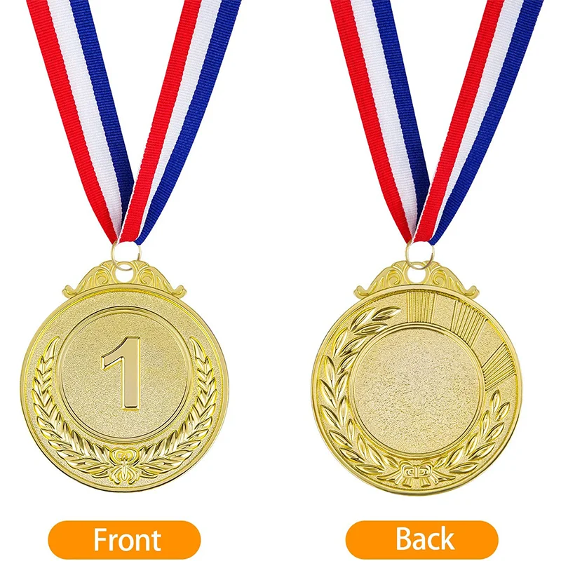Wholesale World Games Style 2 Inches Metal Winner Gold Silver Bronze Award Medals with Neck Ribbon