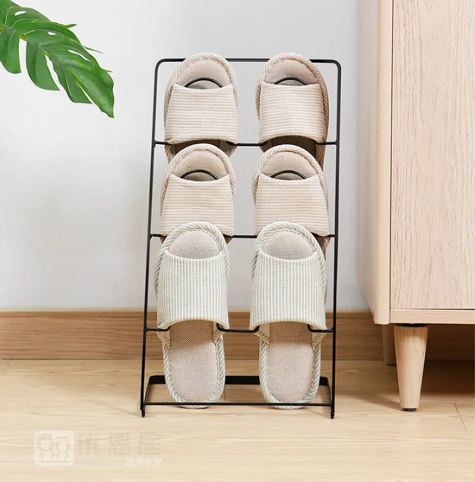 Folding Shoe Rack Simple Metal Wire Shoe Shelf Bathroom Slippers Storage Rack
