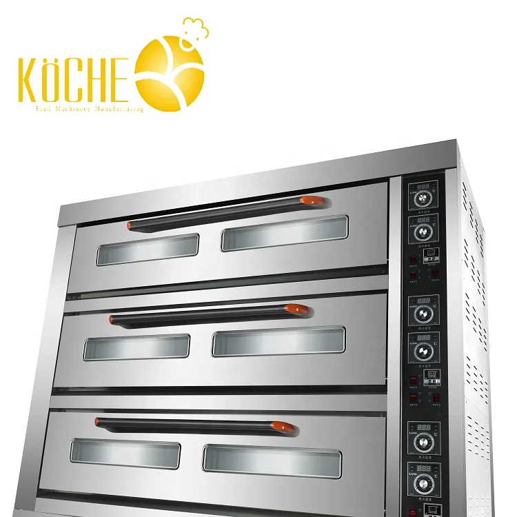 Three 3 deck layers 9  nine trays pans Manufacturing Convection bakery pizza bread cake  Electric Oven deck oven