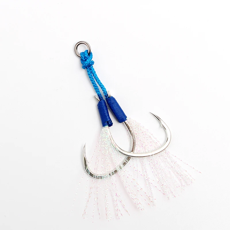 2pcs/lot Fishing Hooks Sea Fish Assist Hook Fishhooks Jig Slow Feather For Fishing Attract